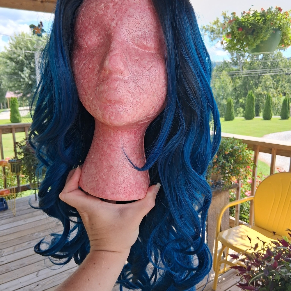 Vibrant Blue Ombre Hair Wig for Women